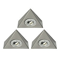 Chrome effect Mains-powered LED Cabinet light kit IP20 (L)140mm (W)125mm, Pack of 3