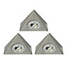 Chrome effect Mains-powered LED Cabinet light kit IP20 (L)140mm (W)125mm, Pack of 3