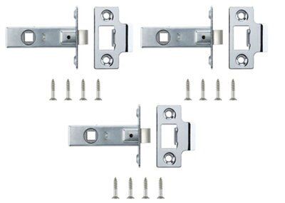 Chrome effect Metal Tubular Mortice latch (L)64mm