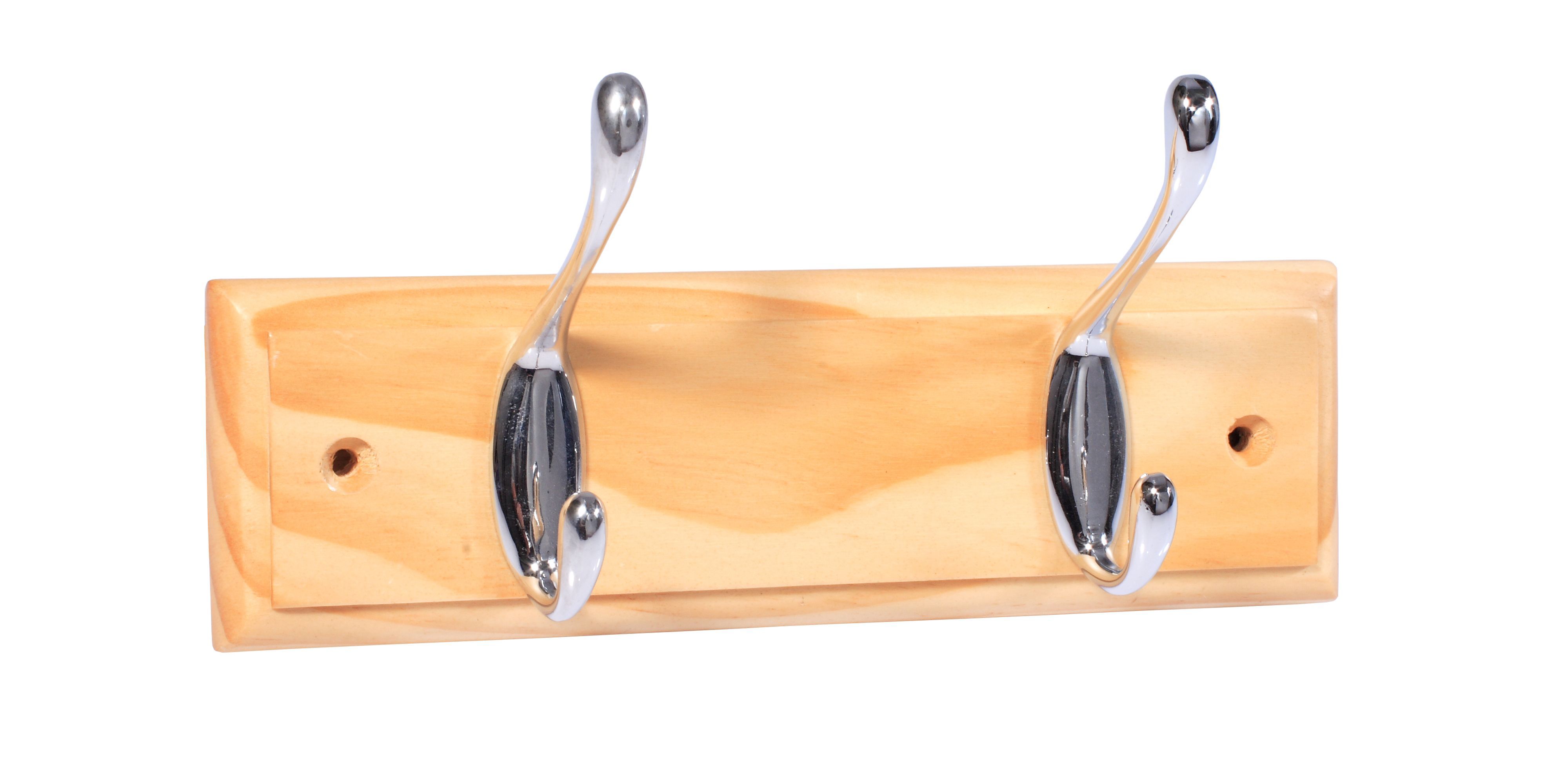 Chrome effect Pine 2 Hook rail, (L)228mm (H)15mm