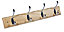 Chrome effect Pine 4 Hook rail, (L)458mm (H)15mm