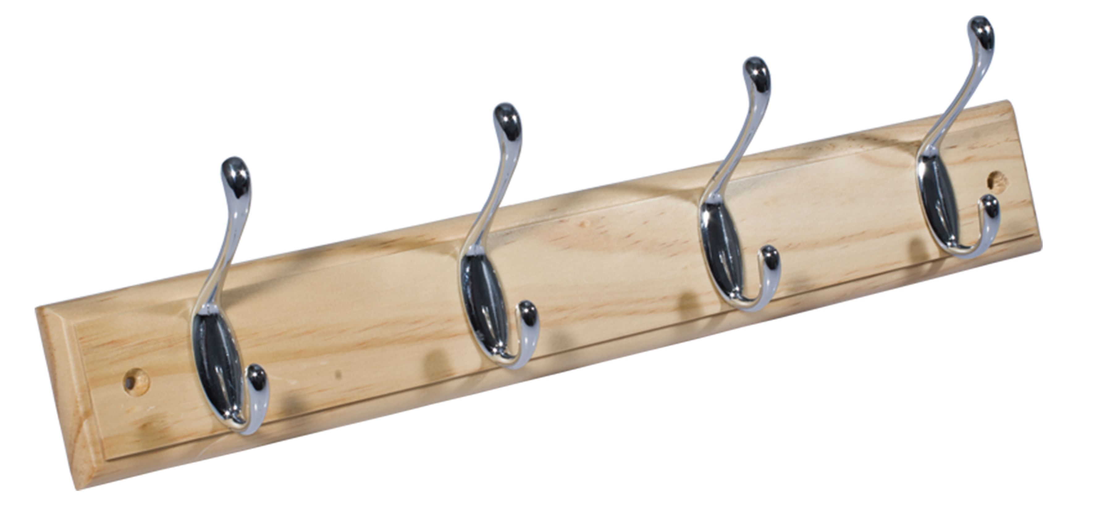 Chrome effect Pine 4 Hook rail, (L)458mm (H)15mm