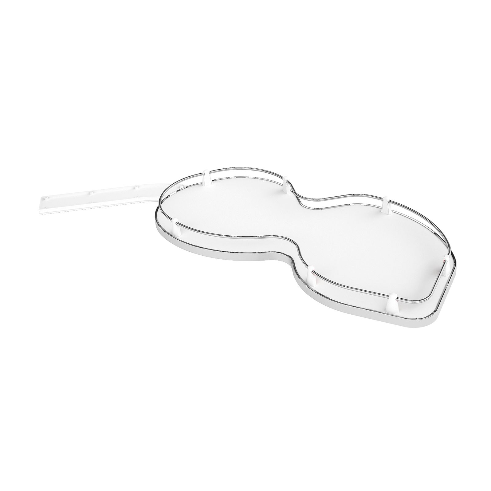 Kidney shaped pull out shelving outlet unit
