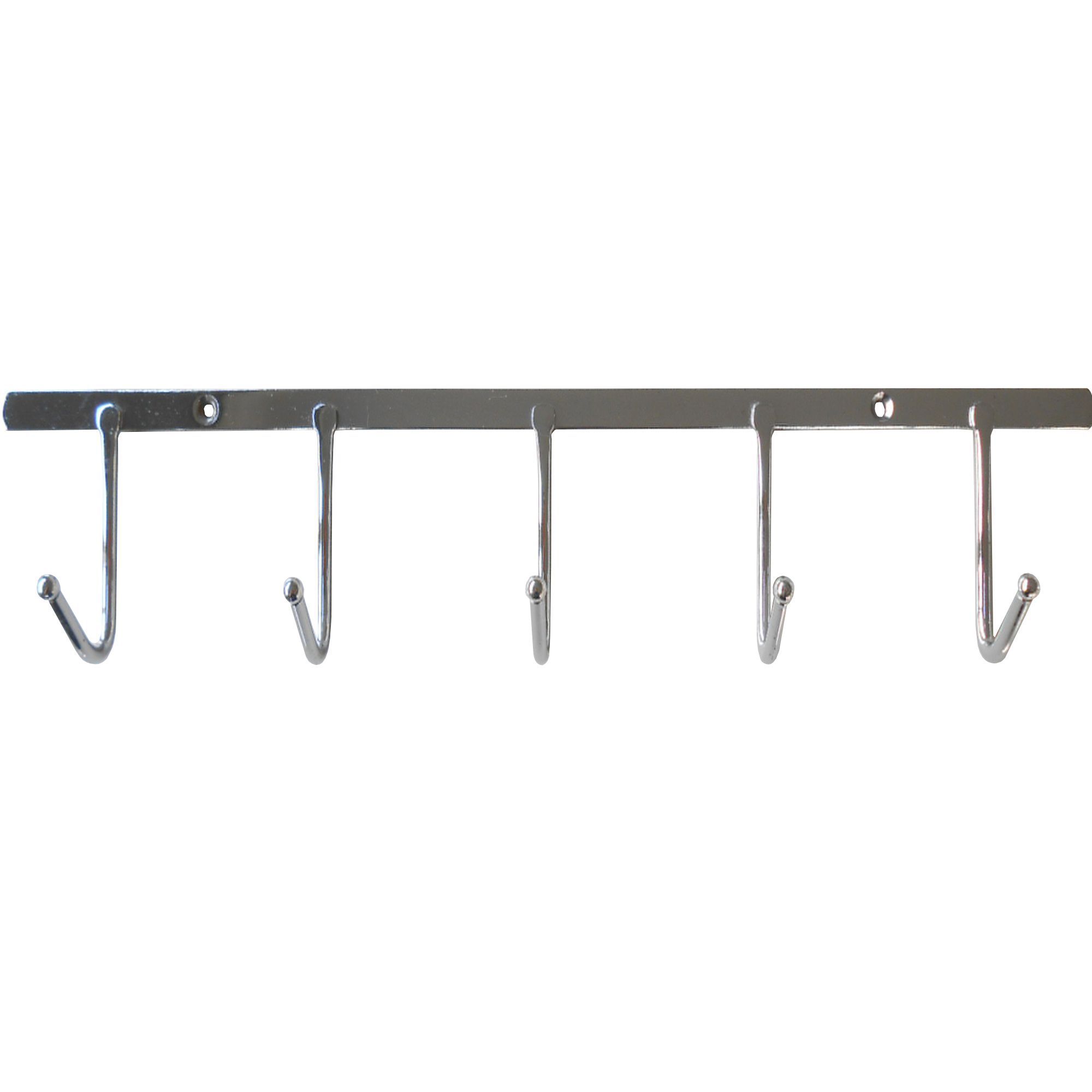 Chrome effect Steel 5 Hook rail (L)398mm (H)77mm