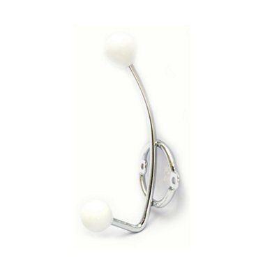 Chrome effect White Ball end Coat & hat Hook