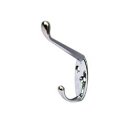 Chrome effect Zinc alloy Double Hook (H)16mm (W)55mm, Pack of 2