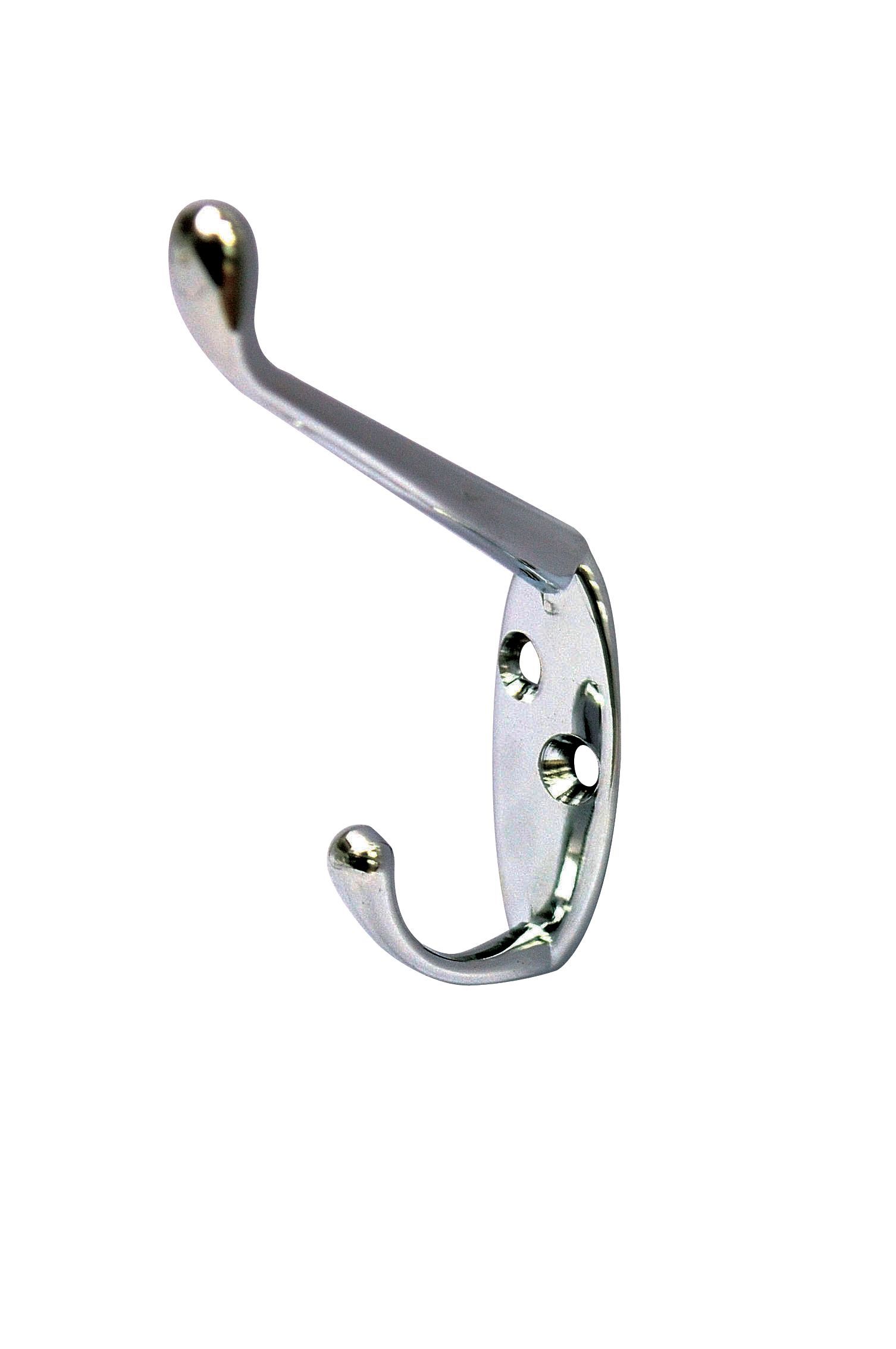 Chrome effect Zinc alloy Double Hook Pack of 2 DIY at B Q