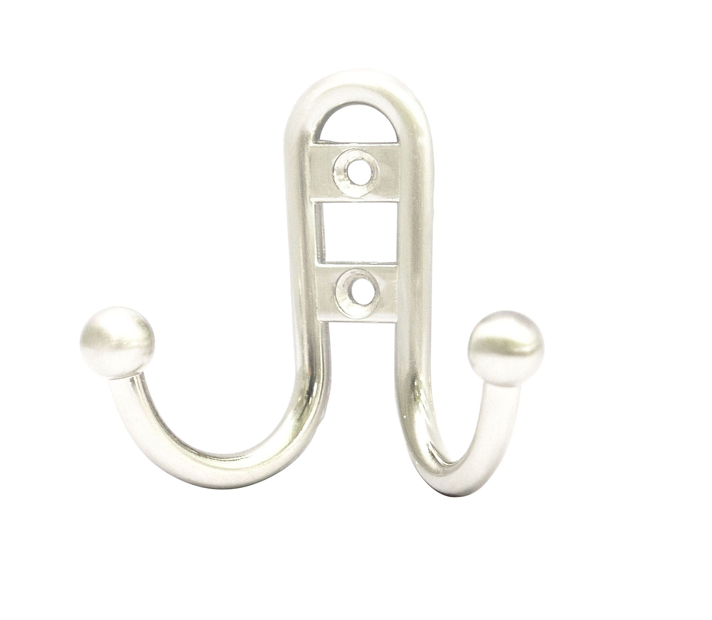 Chrome effect Zinc alloy J shaped Double Ball Hook H 36mm W 68mm DIY at B Q