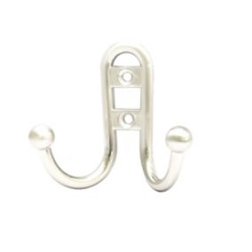 Chrome effect Zinc alloy J-shaped Double Ball Hook (H)36mm (W)68mm