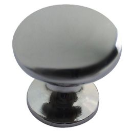 Chrome effect Zinc alloy Oval Furniture Knob (Dia)26mm, Pack of 6