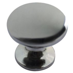 Chrome effect Zinc alloy Oval Furniture Knob (Dia)26mm, Pack of 6