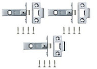 Chrome-plated Chrome effect Metal Tubular Mortice latch (L)64mm, Pack of 3