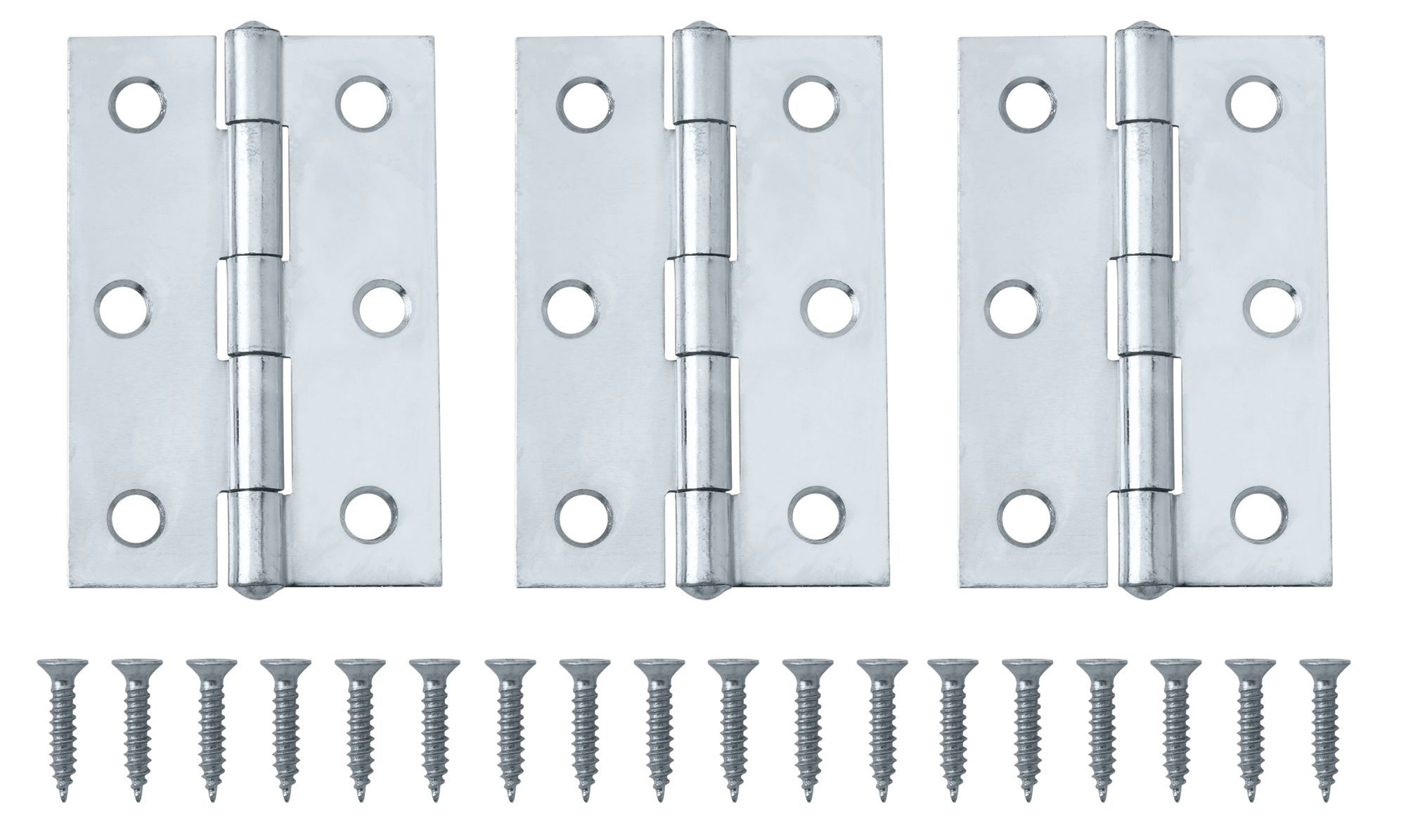 Chrome-plated Metal Butt Door hinge N166 (L)75mm (W)75mm, Pack of 3