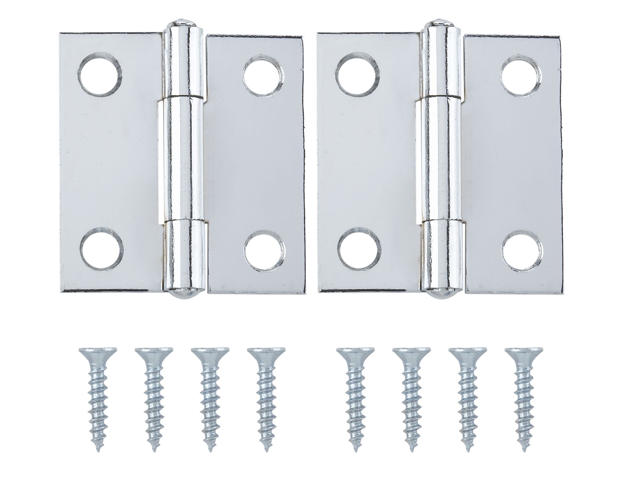 Chrome-plated Metal Butt Door hinge N429 (L)38mm (W)38mm, Pack of 2