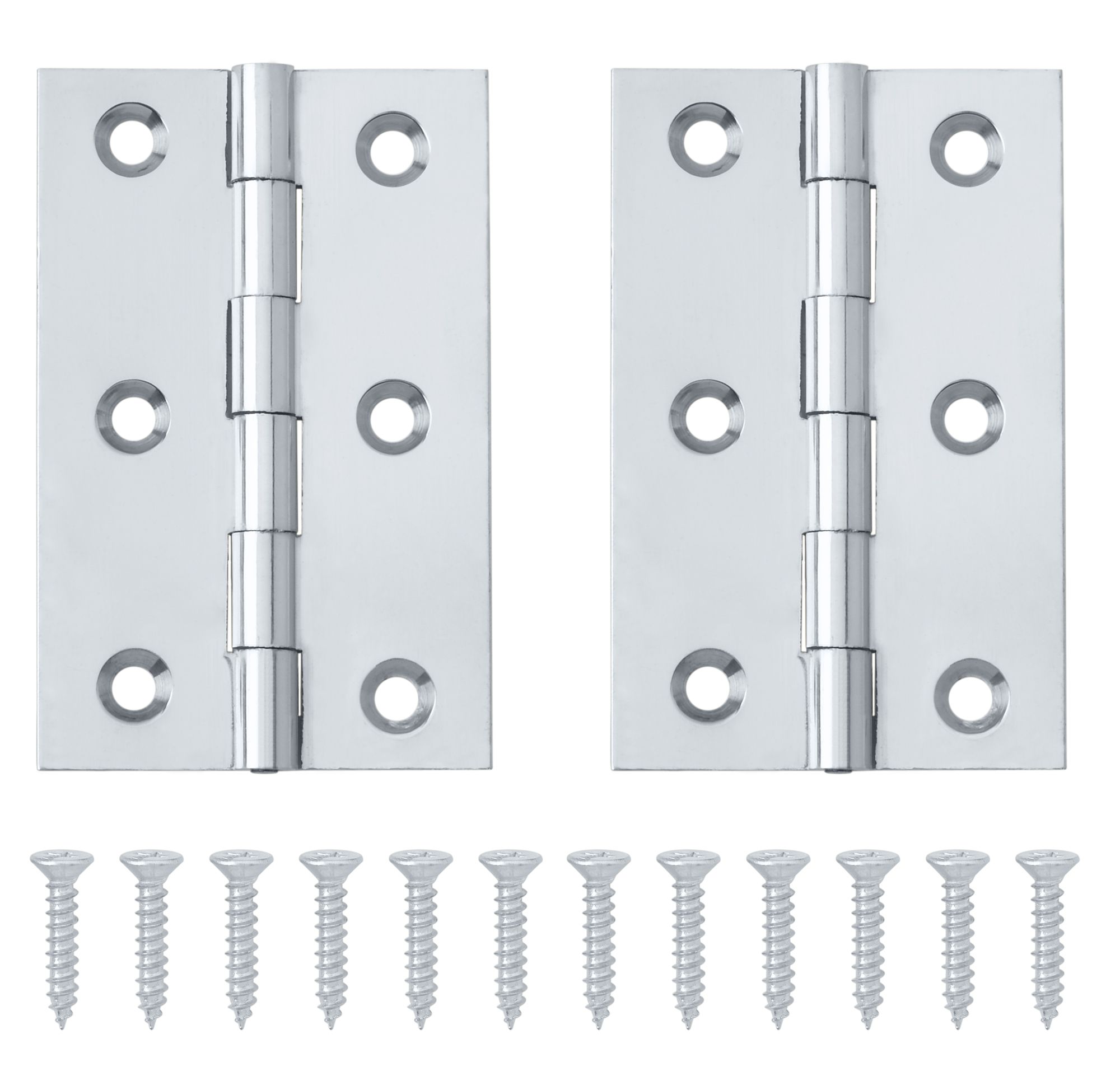 Chrome-plated Metal Butt Door hinge N429 (L)65mm (W)65mm, Pack of 2