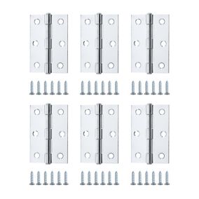 Chrome-plated Metal Butt Door hinge N429 (L)75mm (W)75mm, Pack of 6