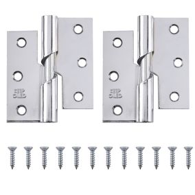 Chrome-plated Metal Left Butt Door hinge N429 (L)75mm (W)75mm, Pack of 2