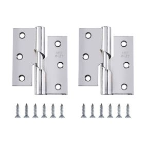 Chrome-plated Metal Right Butt Door hinge N429 (L)75mm (W)75mm, Pack of 2