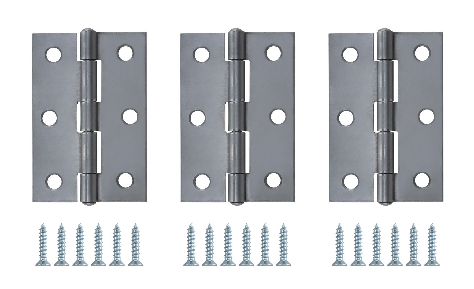 Chrome-plated Steel Butt Door hinge N172 (L)75mm (W)75mm, Pack of 3