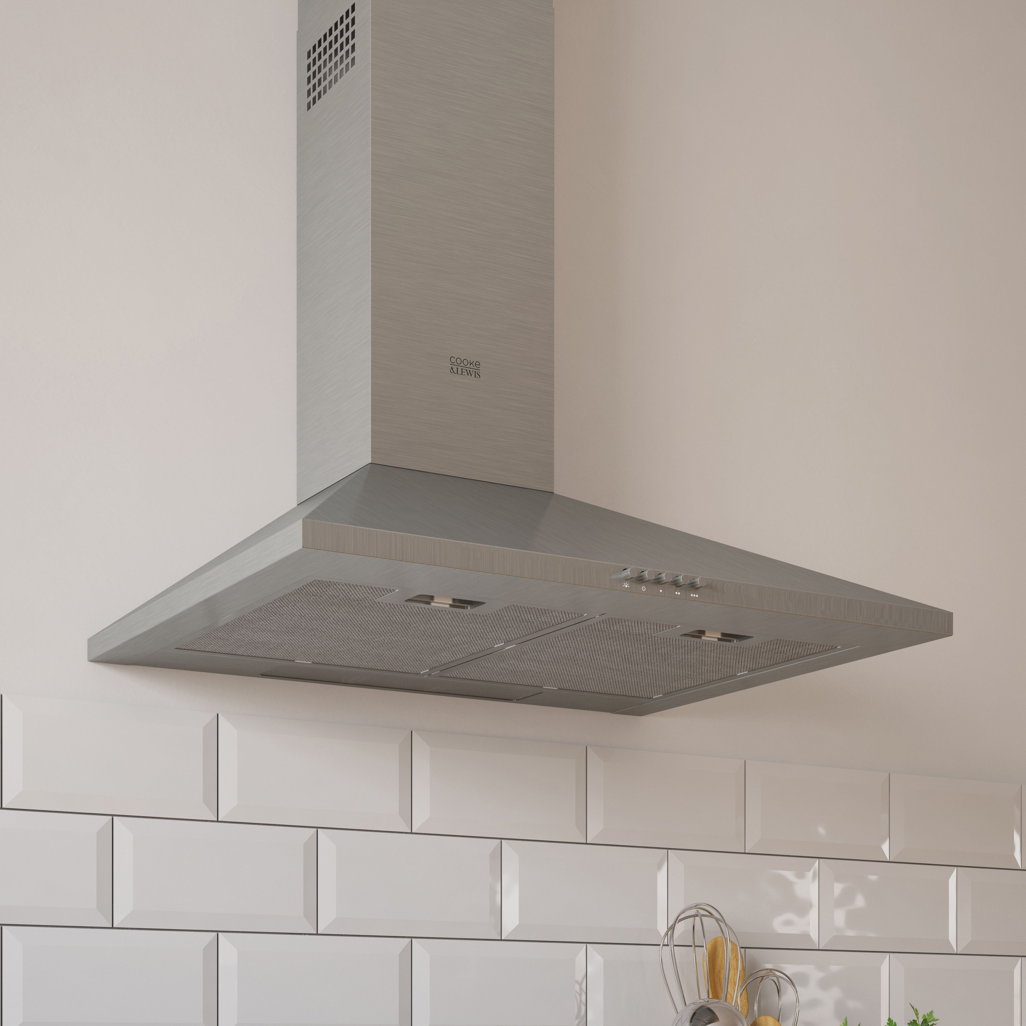 CHS60 Inox Stainless steel Chimney Cooker hood, (W)60cm | DIY at B&Q