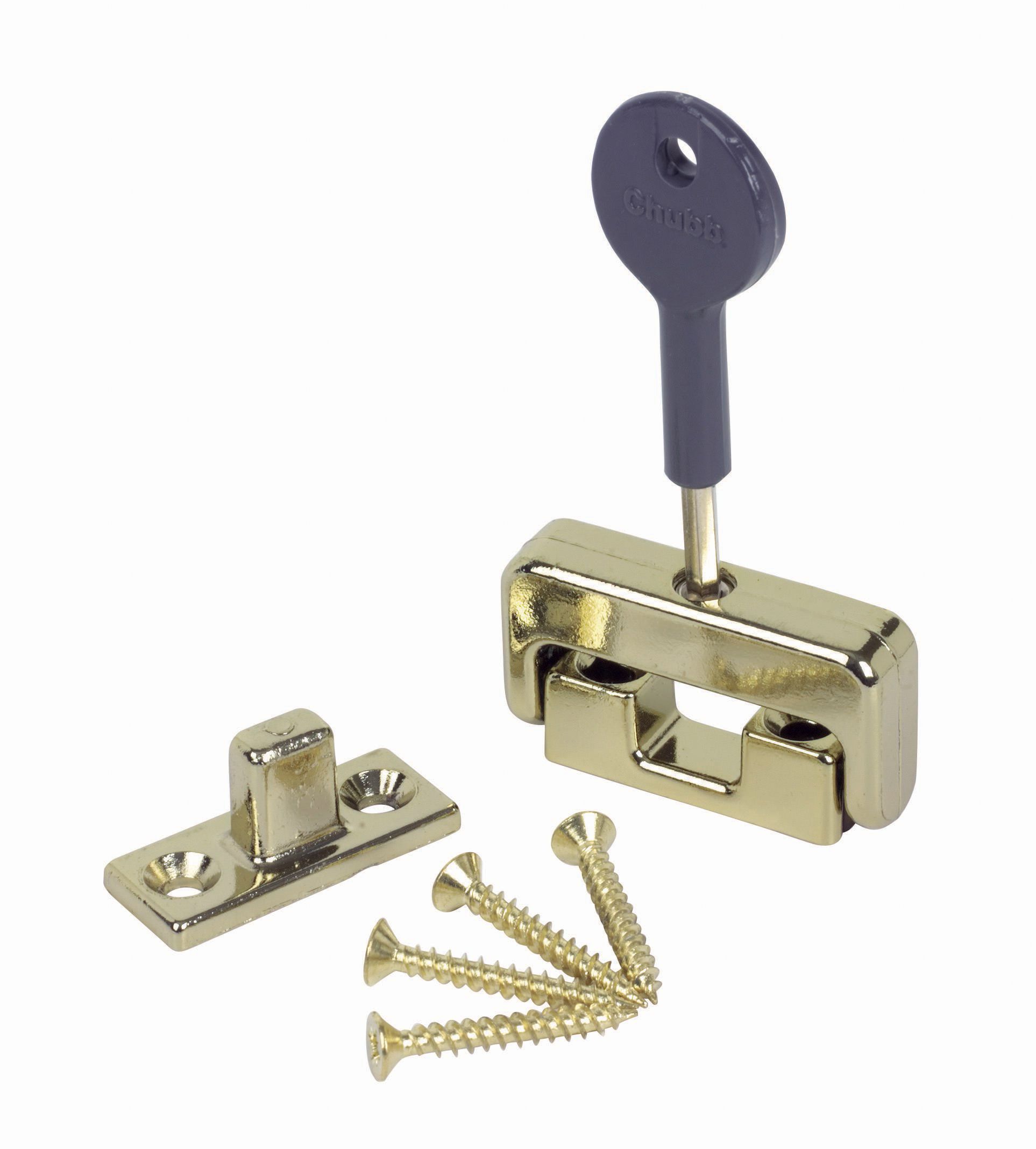 CHUBB WOODEN WINDOW LOCK BRASS - EACH