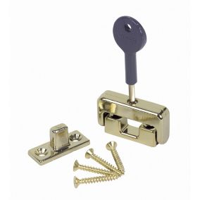 CHUBB WOODEN WINDOW LOCK BRASS - EACH