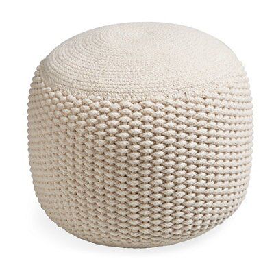 Chunky knit Cream Round Pouffe