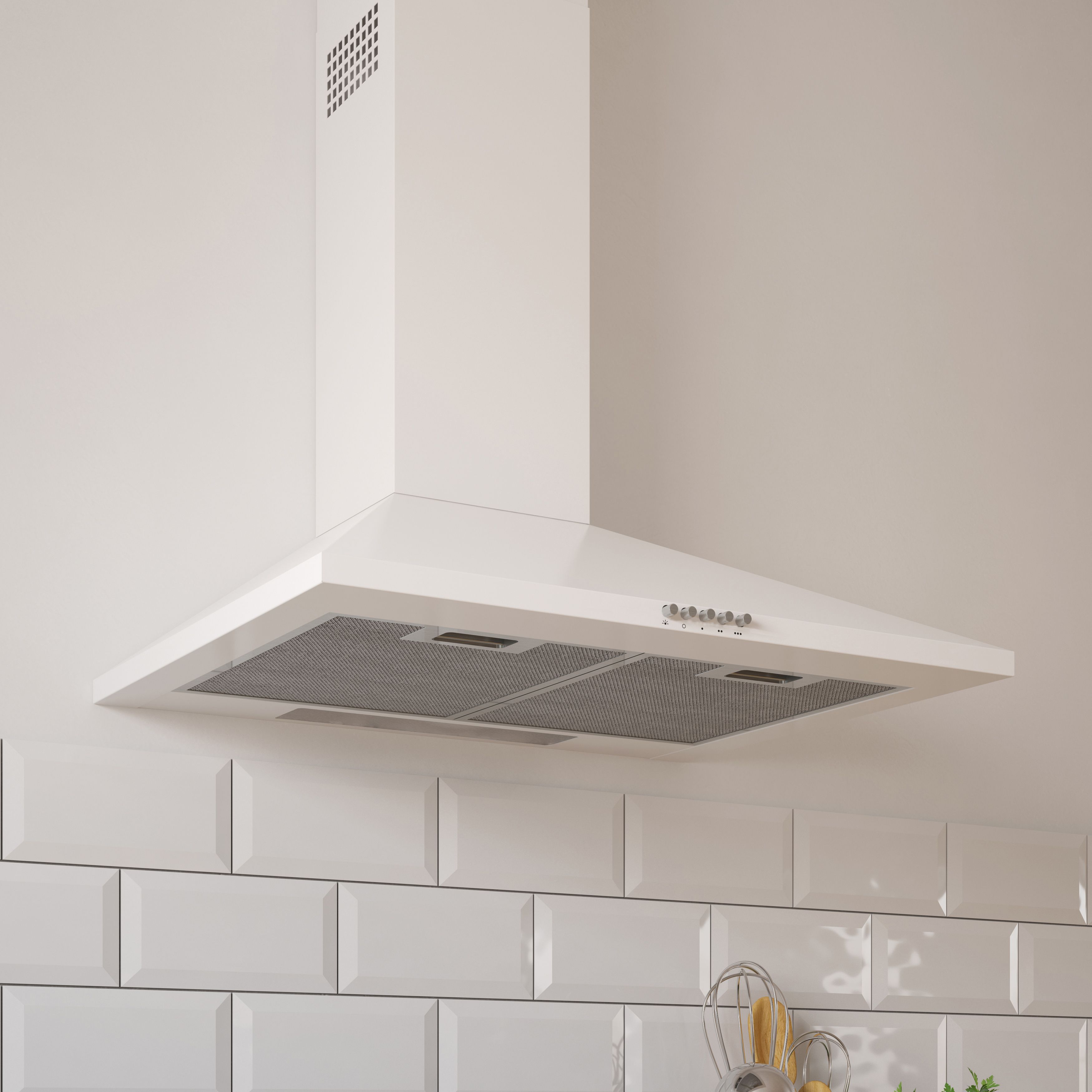 CHW60 Steel Chimney Cooker hood (W)60cm - White