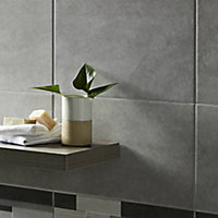 Cimenti Grey Matt Cimenti Ceramic Wall Tile, Pack of 10, (L)400mm (W)250mm