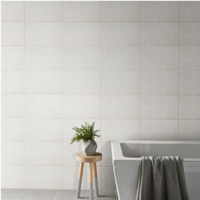 Cimenti Ivory Matt Flat Ceramic Indoor Wall Tile, Pack of 10, (L)402.4mm (W)251.6mm