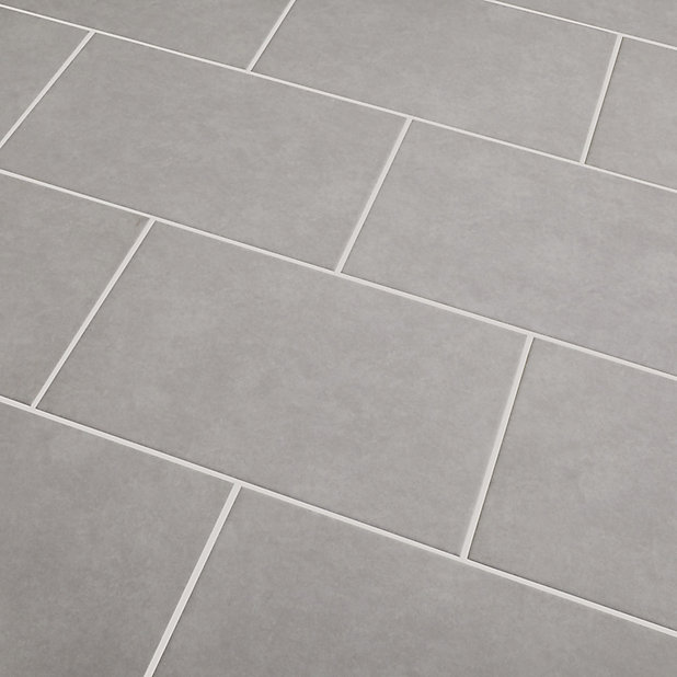 Cimenti Light Grey Matt Ceramic Wall, Grey Bathroom Tiles B Q