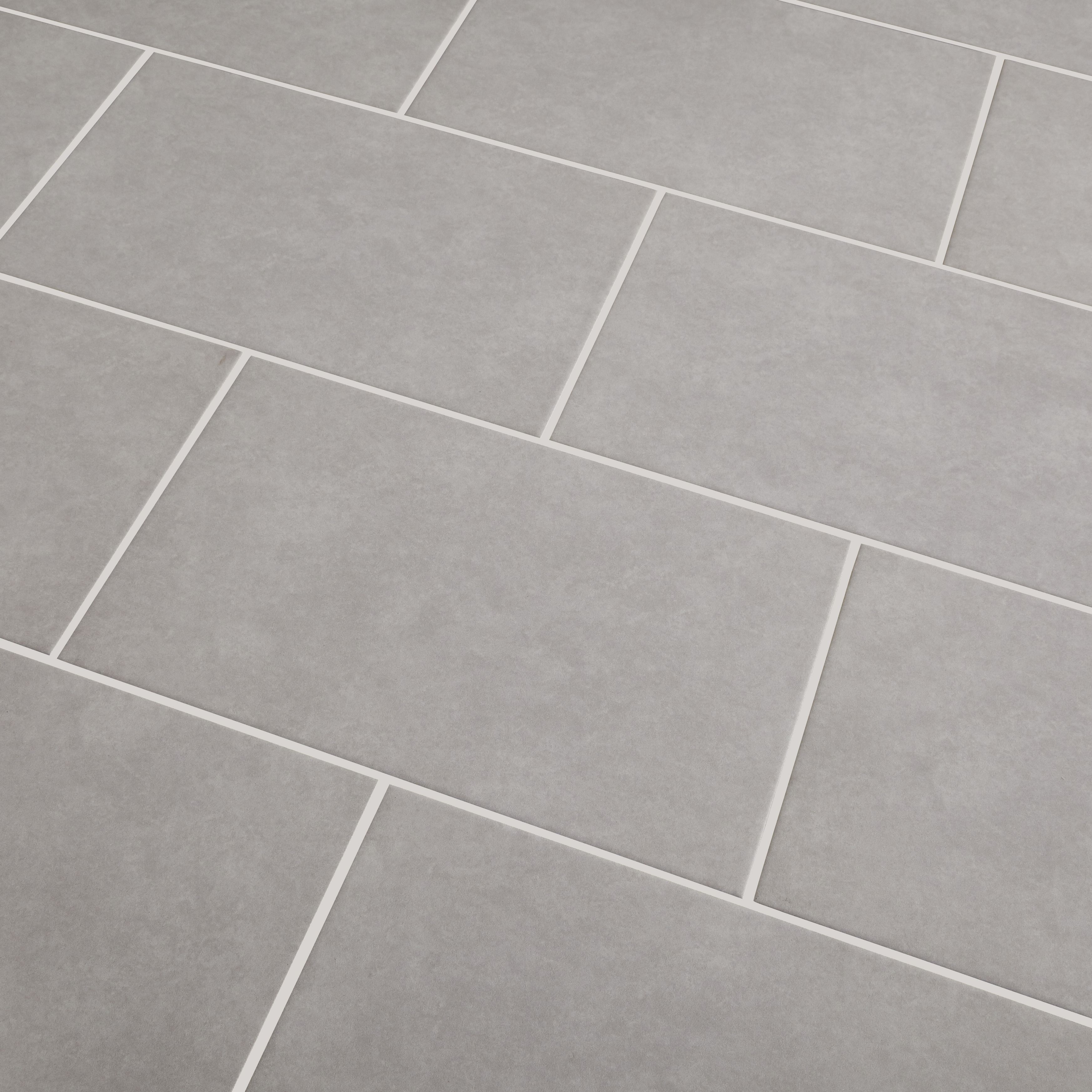 Cimenti Light grey Matt Plain Ceramic Wall Tile, Pack of 10, (L)402.4mm (W)251.6mm