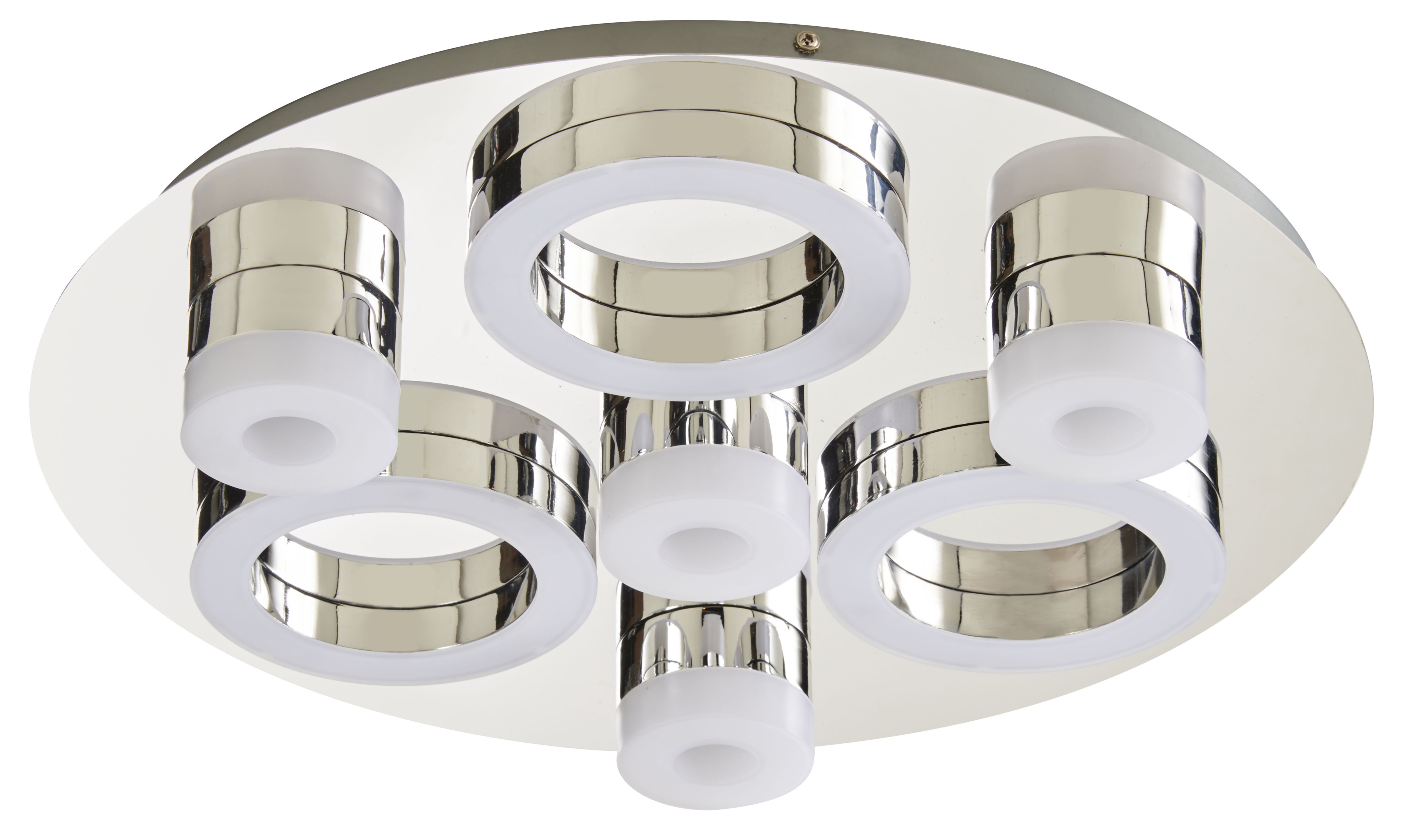 Circus Round Brushed Metal & plastic Chrome effect LED Ceiling light