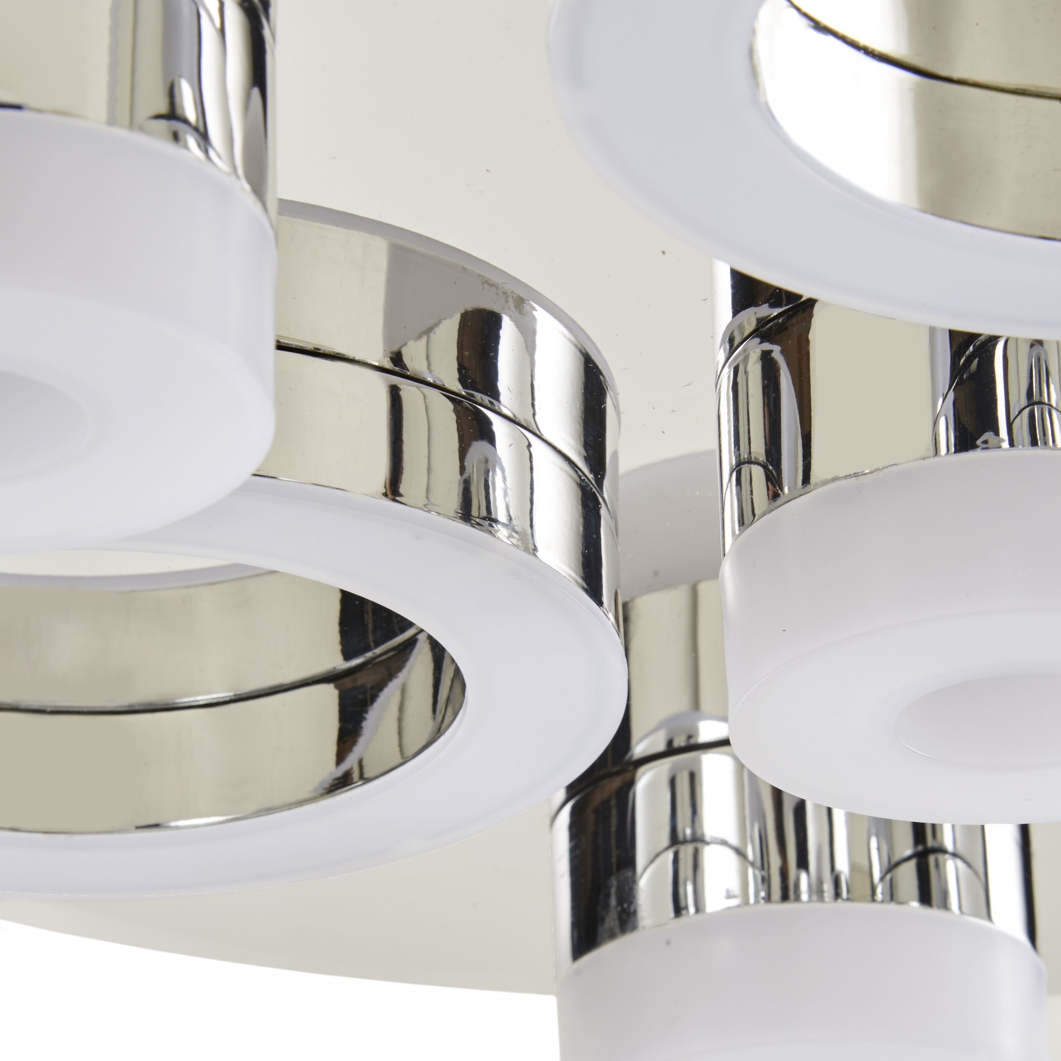 Circus Round Brushed Metal & plastic Chrome effect LED Ceiling light