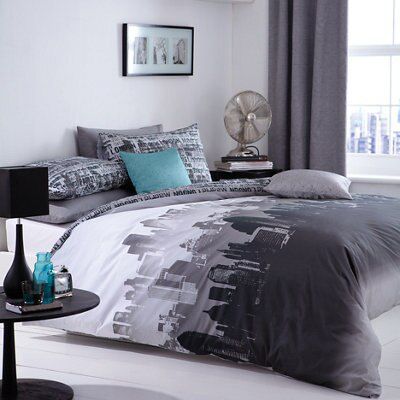 Cityscape Black & white Double Bedding set
