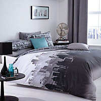 Cityscape Black & white Single Bedding set