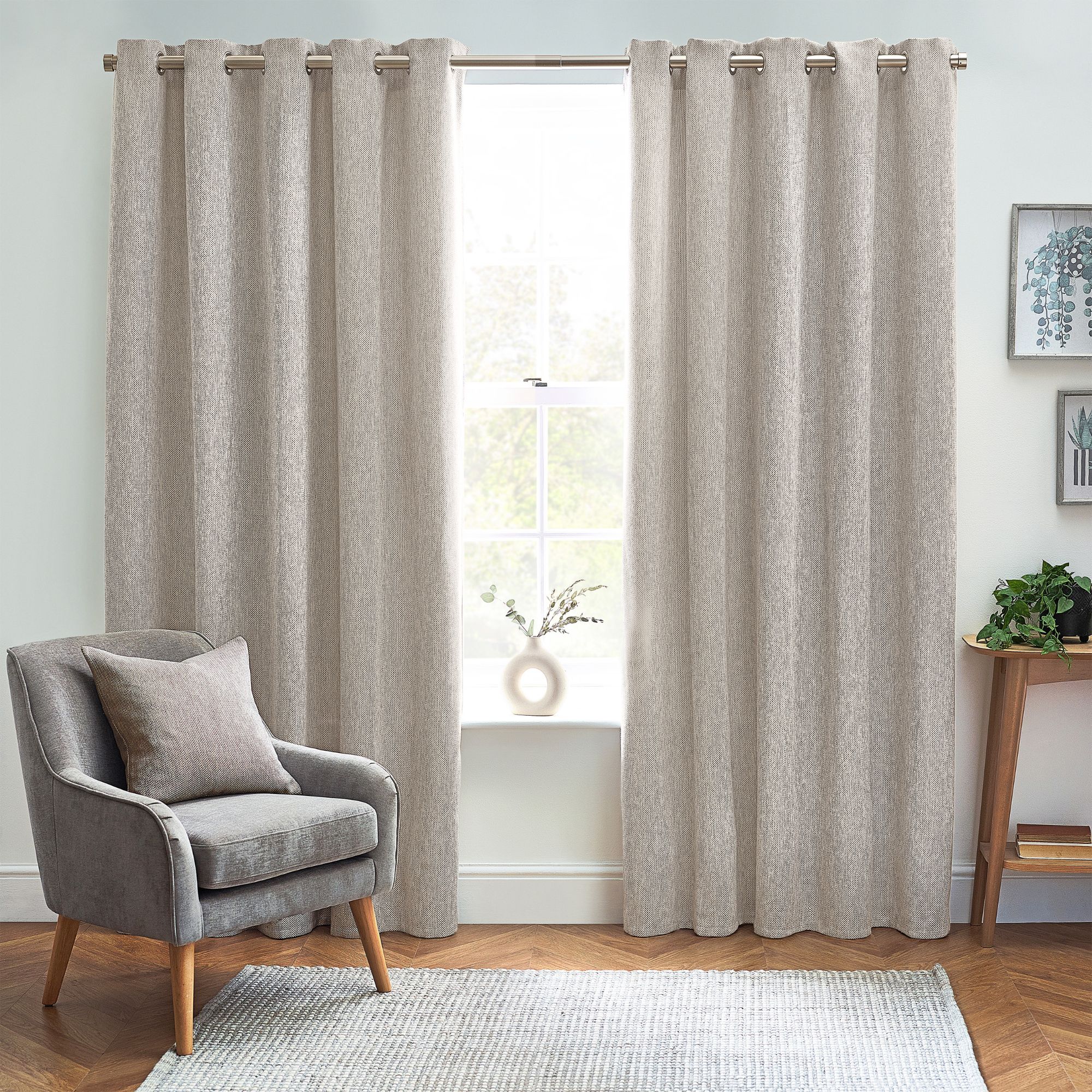 Clara Woven Lined Eyelet Curtains 167cm 228cm Pair