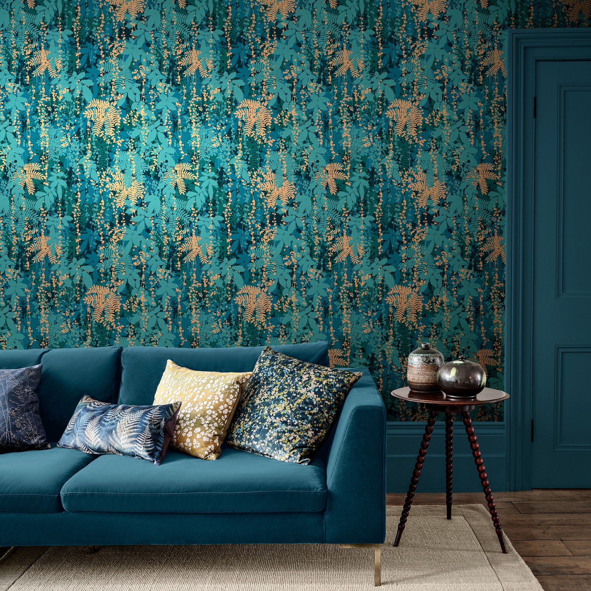 Clarissa Hulse Canopy Peacock Blue Smooth Wallpaper