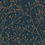Clarissa Hulse Gypsophila Midnight & Copper effect Smooth Wallpaper