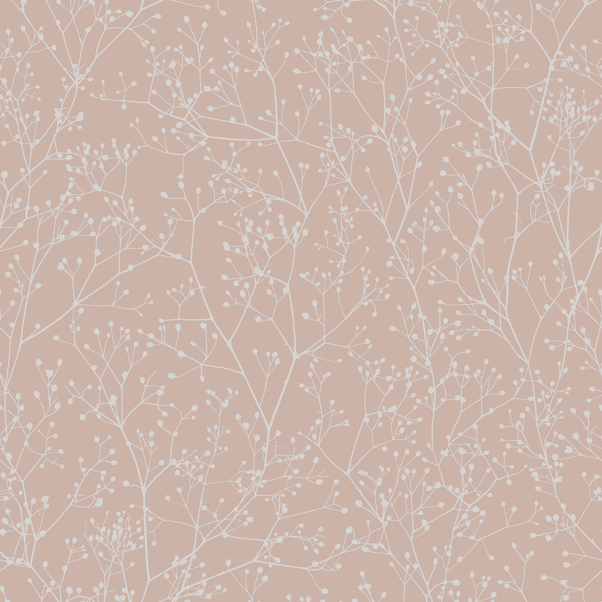 Clarissa Hulse Gypsophila Shell Pink & Rose gold effect Smooth Wallpaper