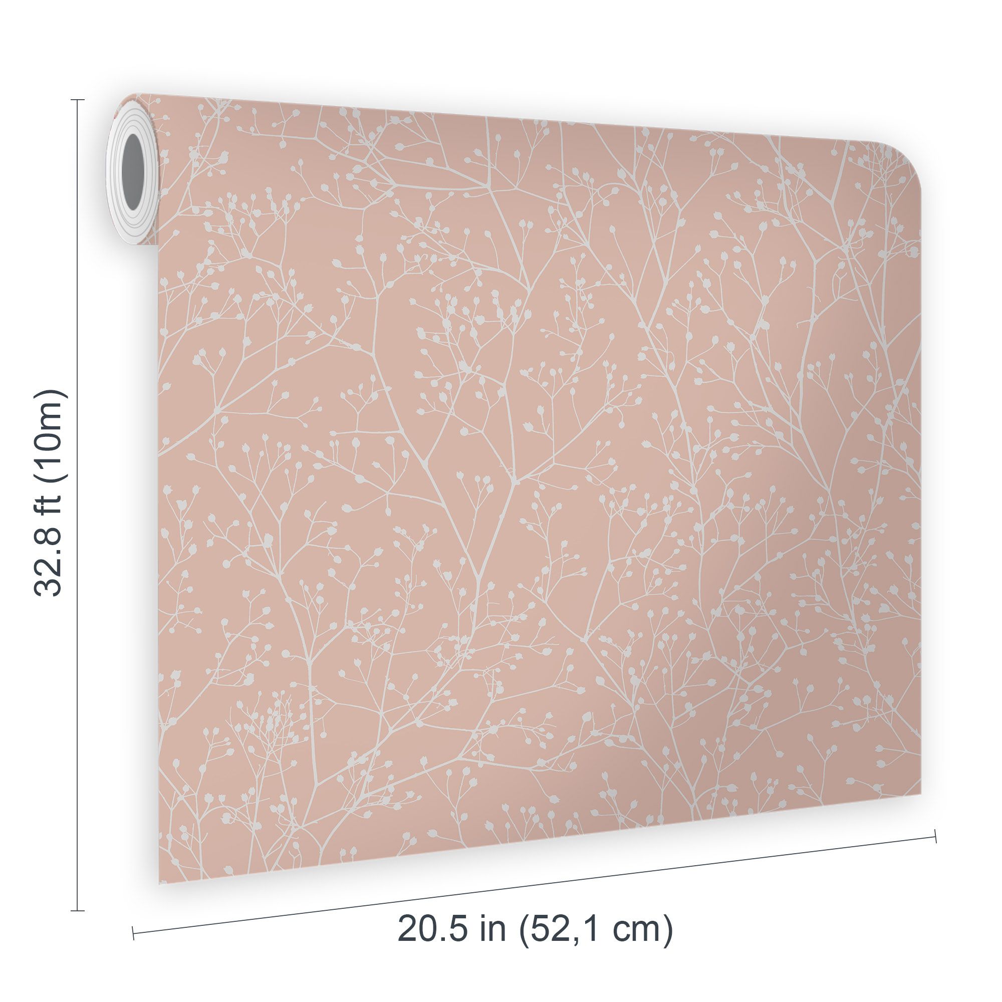 Clarissa Hulse Gypsophila Shell Pink & Rose gold effect Smooth Wallpaper