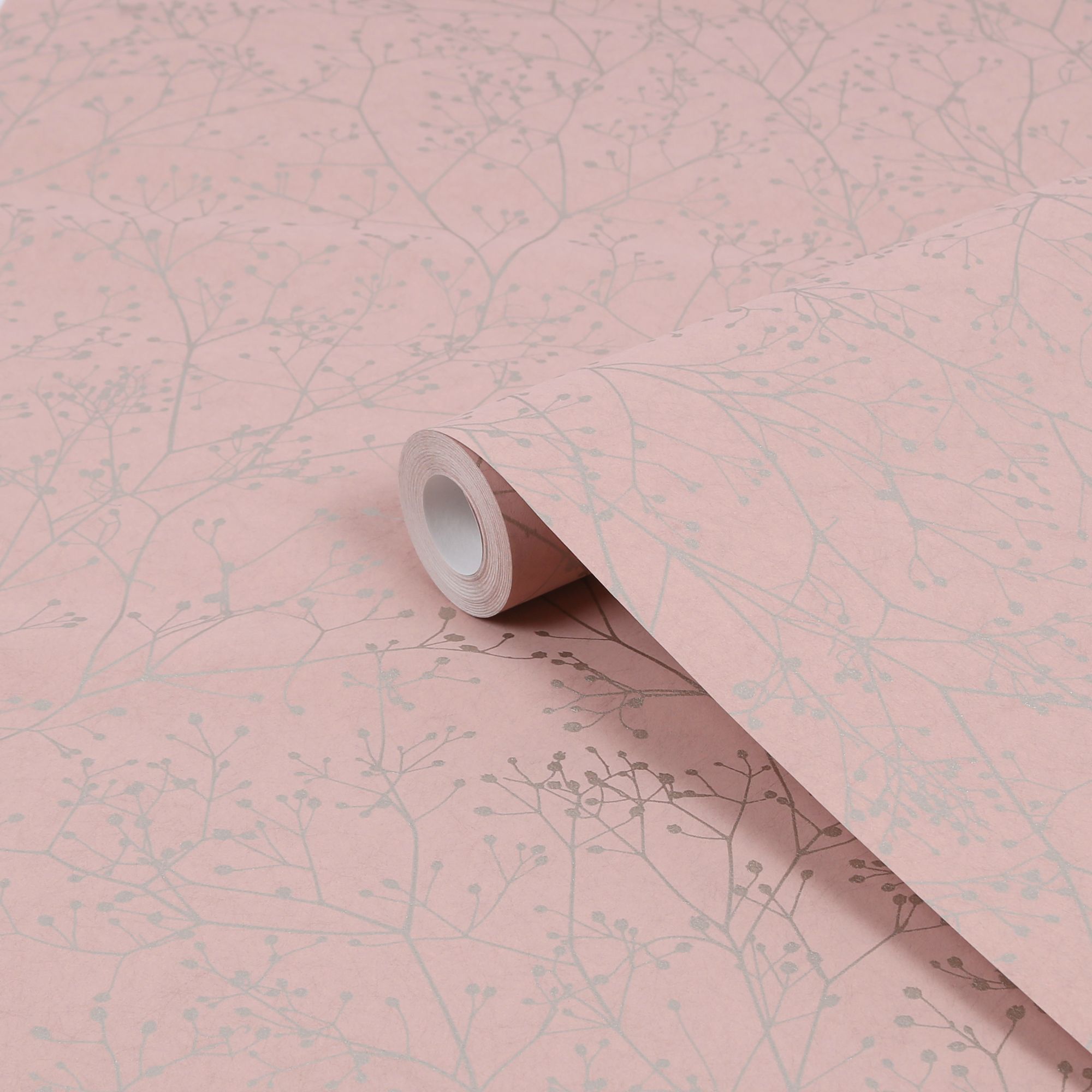 Clarissa Hulse Gypsophila Shell Pink & Rose gold effect Smooth Wallpaper