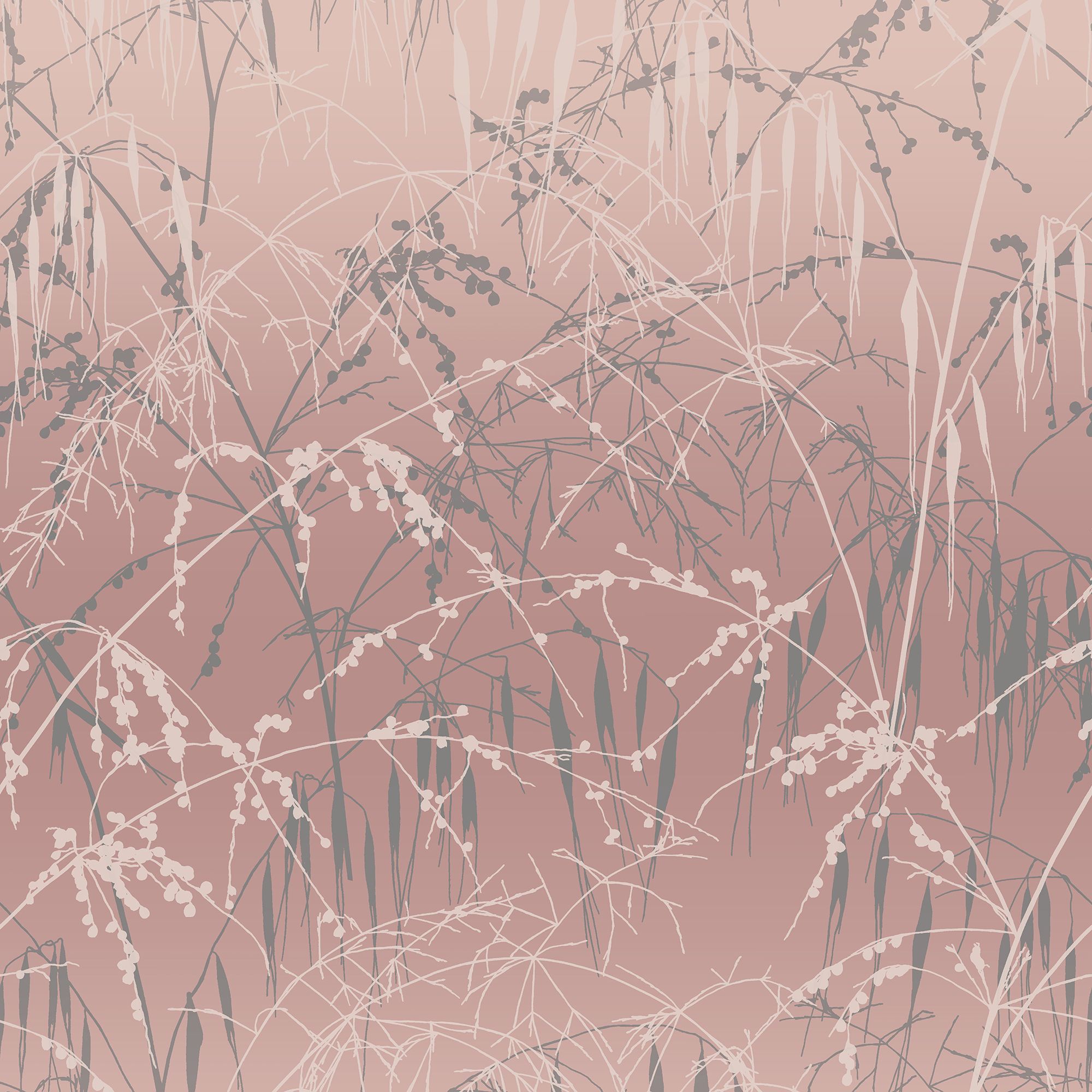 Clarissa Hulse Meadow Grass Shell Pink & Pewter Smooth Wallpaper