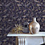 Clarissa Hulse Wild Chervil Blackberry Purple & Gold effect Smooth Wallpaper