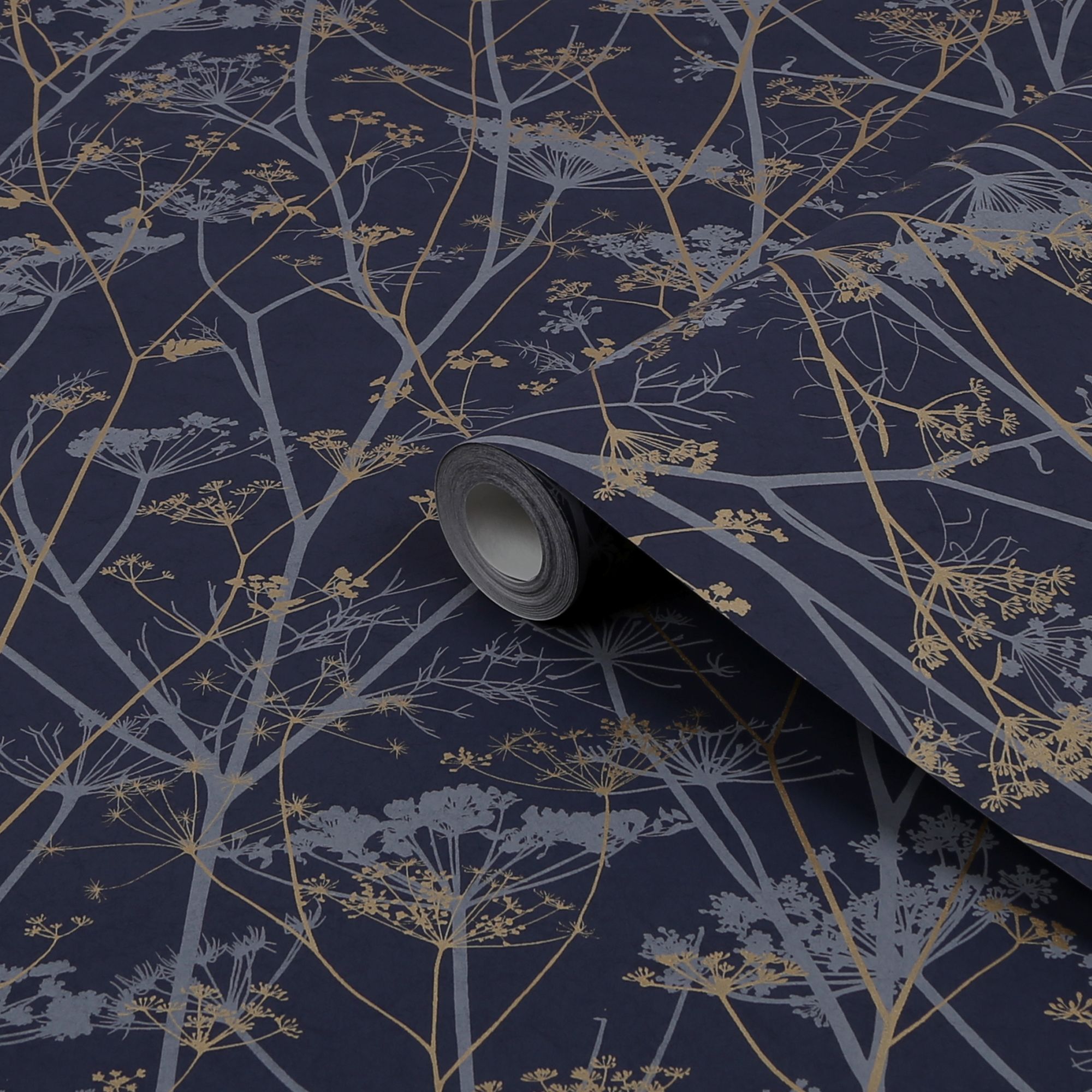 Clarissa Hulse Wild Chervil Blackberry Purple & Gold effect Smooth