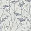 Clarissa Hulse Wild Chervil Blue & White Silver effect Smooth Wallpaper