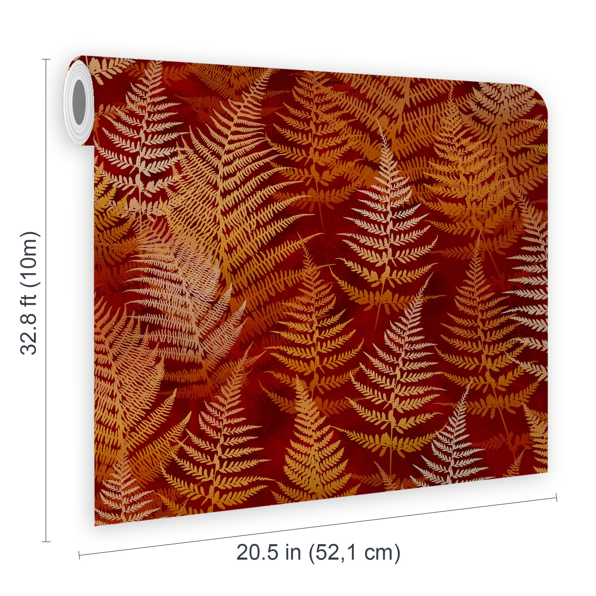 Clarissa Hulse Woodland Fern Rust Orange Smooth Wallpaper