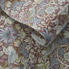 Clarke & Clarke William Morris Strawberry Thief Plum Smooth Wallpaper