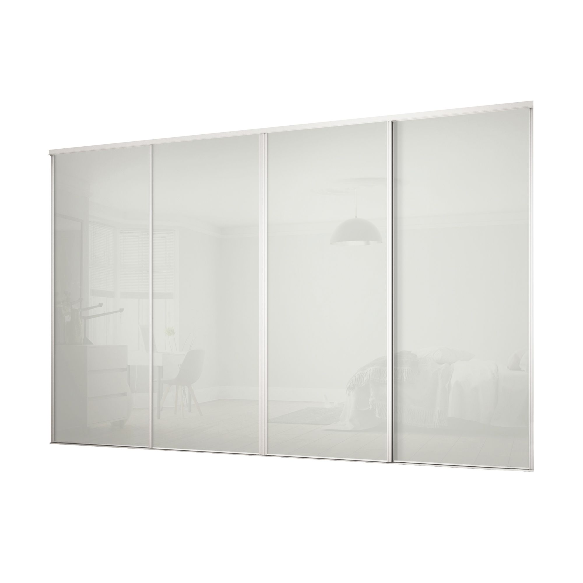 White glass deals sliding wardrobe doors