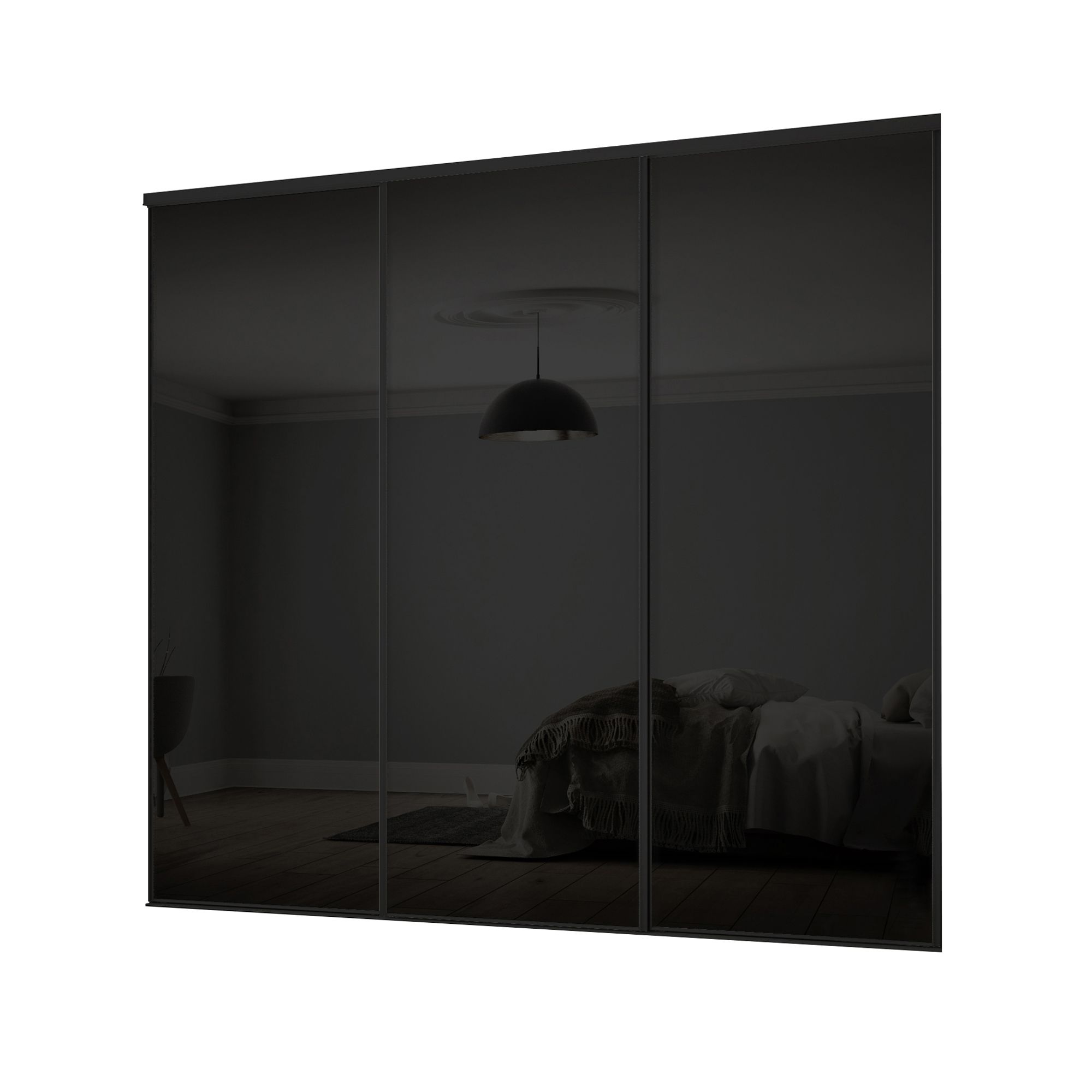 Classic Black 3 door Sliding Wardrobe Door kit (H)2260mm (W)2672mm